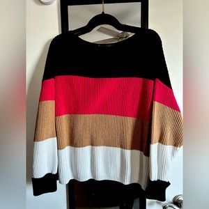 Boat Neck Striped Sweater
